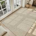 LEKEEPGO Ultra Thin Indoor Door Mat 36"x59", Low-Profile Door Mat Indoor Entrance, Non Slip Rubber Backing Inside Doormat Washable Welcome Front Entryway Dirt Trapper Entry Mat, Khaki