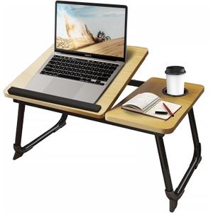 CloudTrip Laptop Desk for Bed or Couch, Lap Desk, Woking in Bed Desk, Home office Desks, Breakfast Tray, Desk with Cup Holder, Watching Movies in Bed, laptop stand for bed, Fordable Legs Desk (Walnut)