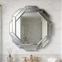 Modern Luxury Decorative Mirror with Beveled Edge,23.6" Octagon Wall Mirror, HD 1:1 Real Reflection, Shatterproof & Velvet Backed, Decor Mirror for Bathroom Living Room Entryway Bedroom ﻿
