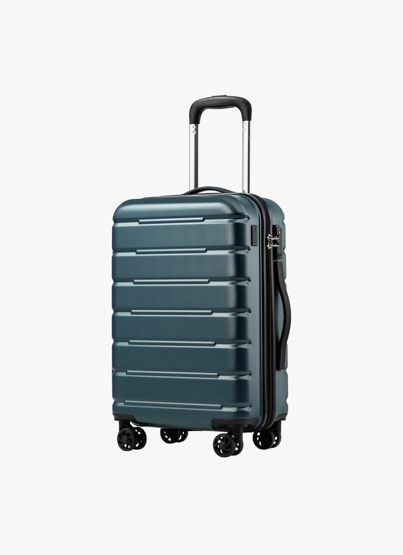 Coolife Luggage Suitcase Carry-on Spinner TSA Lock USB Port Expandable (only 28’’) Lightweight Hardside Luggage (Teal Blue, S(20in_carry on))