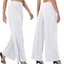ZOOSIXX Wide Leg Palazzo Pants for Women - High Waist Casual Beach Lounge Pants Loose Flowy Pants Stretchy Trousers, Size: Medium