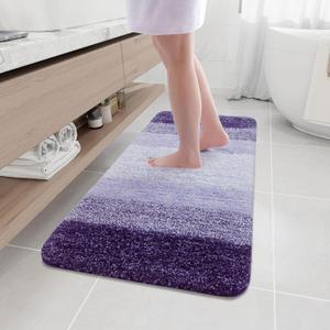 Arotive Microfiber Bathroom Rugs, Shaggy Soft and Absorbent Bath Rug, Non-Slip, Thick Plush Machine Washable Dry Bath Mats for Bathroom, Tub and Shower, 47x17, Dark Purple