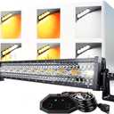ASLONG 22 Inch 120W LED Light Bar White/Amber Flasing Strobe with Six Modes Spot Flood Combo Offroad Driving Light, 1pcs Wiring Harness Switch for Pickup Offroad Truck 4WD SUV ATV UTV