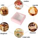 60 pcs 6x6x2.5 Inches Cake Box with Window, Bakery Pastry Cookie Boxes, Mini Pie for Pastry,Dessert,Strawberries,Chocolates (Pink)