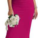 KUTUMAI Off The Shoulder Maxi Long Dress Corset Ruched Bodycon Cocktail Formal Wedding Guest Dresses for Women (Pink, M)