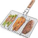ORDORA Grill Basket, Fish Griling Rack, Rustproof Stainless Steel BBQ Grilling Basket for Meat,Steak etc, Grill Accessories,Grilling Gifts for Men Dad