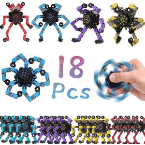 18pcs Random Fidget Spinners, DIY Deformable Robot Fingertip Toys, Decompression Spinner, Deformable Creative Mechanical Gyro Toys, Stress Relief Mechanical Chain Toy for Kids, Adults Party Supplies