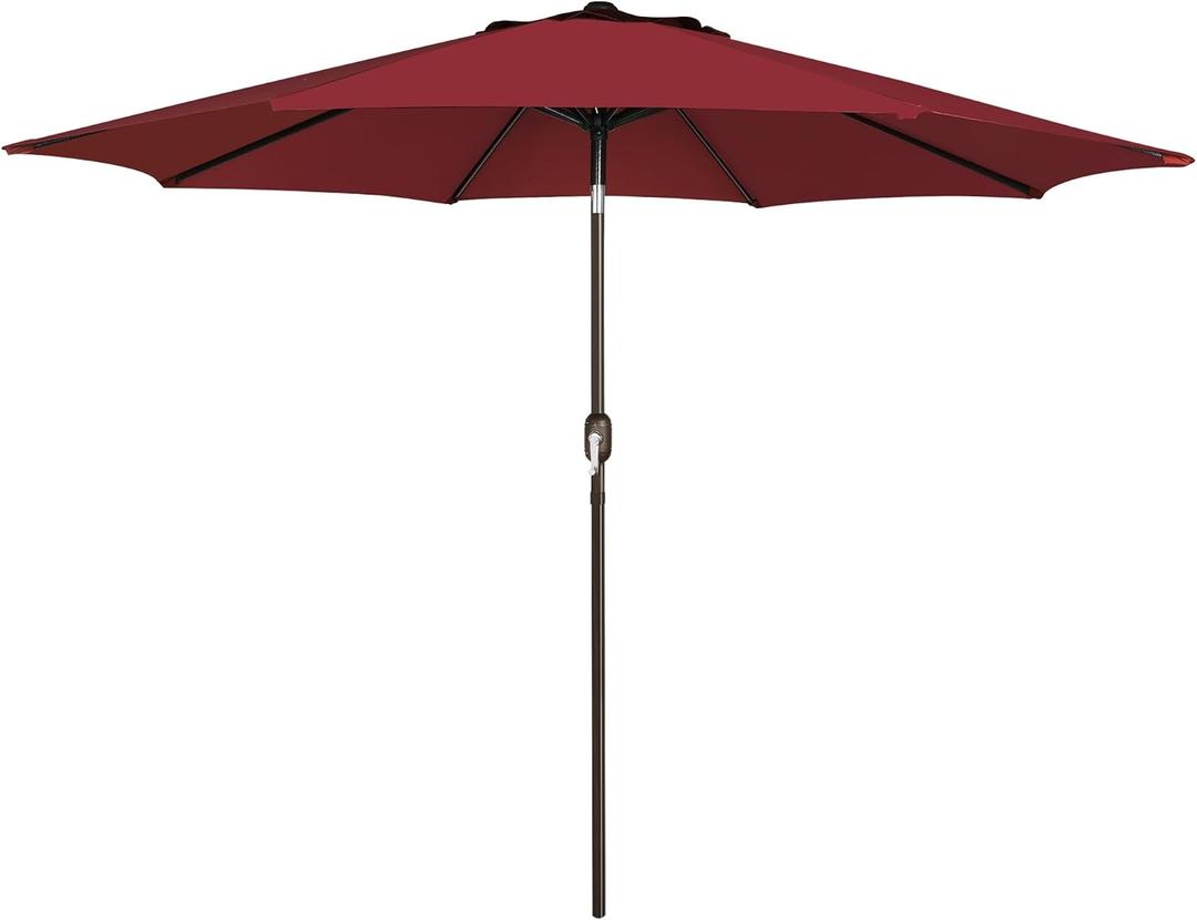 Blissun 9' Outdoor Patio Umbrella, Outdoor Table Umbrella, Yard Umbrella, Market Umbrella with 8 Sturdy Ribs, Push Button Tilt and Crank