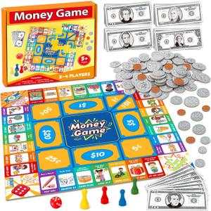 Torlam Money Board Games for Kids, Coins and Bills Toddler Pretend Play Toys, Money for Kids Learning Education Kindergarten Math Games Math Manipulatives, Homeschool Supplies Classroom Must Haves