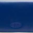 Big Skinny Women's Executive Leather Bi-Fold Checkbook Slim Wallet, Holds Up to 40 Cards, Blue