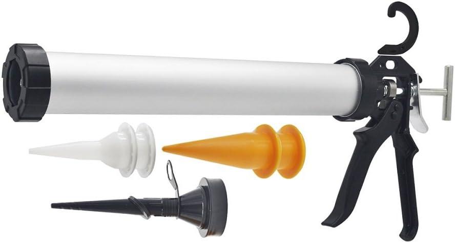 600ml Caulking Gun with Aluminum Barrel for 10oz/20oz Sausage Pack,10oz Cartridge and Bulk Application