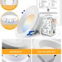 Adetu 4 Inch Anti-Glare LED Downlight,Dimmable Ceiling Light with 5CCT Reset,Selectable from 2700K to 5000K - 12W 1080LM, ETL Certified (White, 12 Pack Round)