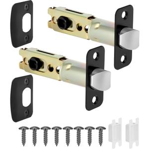 Door Lock Replacement Parts with 8mm Square Spindle Hole, 2 Pack Black Door Lock Parts, 45Rotation, Fits 2-3/8" or 2-3/4" Backset, Includes Strike Plate & Mounting Screws