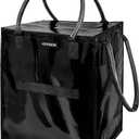 Reusable Grocery Bag on Wheels, Foldable Rolling Tote Bag with Wheels and Handle, Shopping Trolley Zipper Closure, Lightweight Black Bag Capacity Up to 66 lb, Black, Large