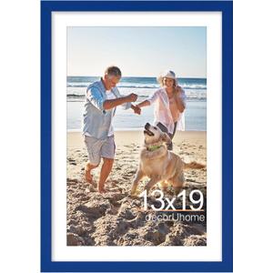 DecorUhome 13x19 Picture Frame, Display Pictures 11x17 with Mat or 13x19 without Mat, Wall Mounting Photo Frame, Royal Blue, 1 Pack