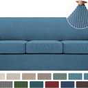 Turquoize 4 Piece Sofa Covers for 3 Cushion Couch Sofa Slipcover with Separate Cushion Couch Cover for Dogs Thick Soft Slipcover Washable Elastic Furniture Protector for Pets(XL Sofa,Dusty Blue)
