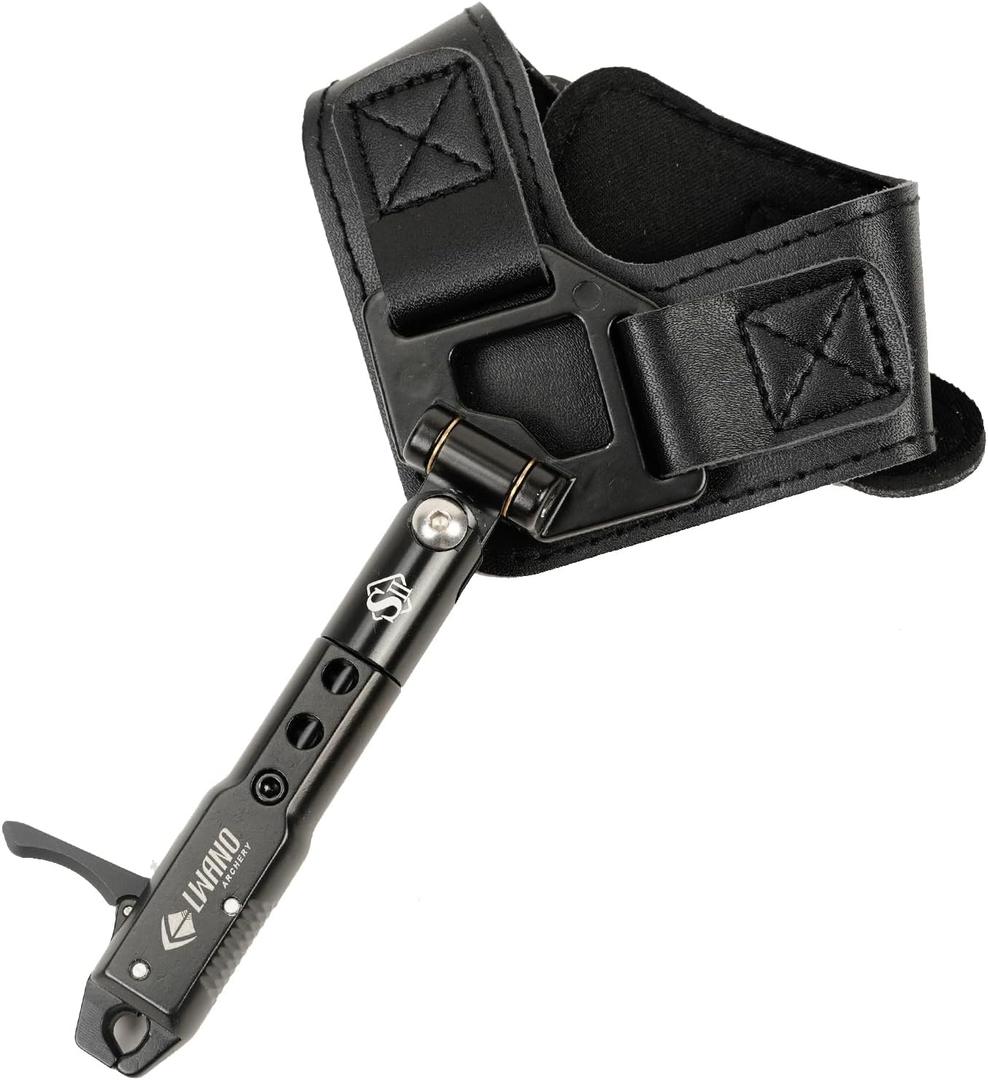 LWANO Archery Compound Bow Release Aids Trigger 360 Adjustable Wristband Release Aids for Adults Youth Kids Hunting Shooting Accessories (Black)