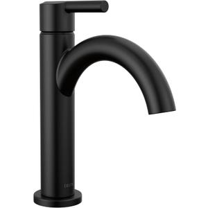 Delta Nicoli Matte Black Bathroom Faucet 1 Hole, Single Hole Bathroom Sink Faucet for Vanity, Push-Pop Drain Assembly, Matte Black 15749LF-BL