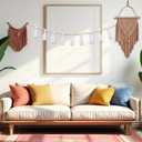 Tegeme 7ft Halloween Rustic Ghost Garland Decoration with Wooden Beads Rustic Ghost Banner Halloween Hanging Ghosts Garlands for Indoor Outdoor Wall Home Room Mantel Fireplace Decor(White)