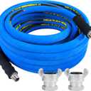 3/4 inch x 50FT Rubber Air Hose Include 2 Pcs Chicago Style connectors, Air Compressor Hose 100% Rubber, 300 PSI, 50F to 190F Degrees High Strength Polyester Braided Replacement Air Line Kit