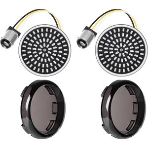 Benlari 2 inch Rear Turn Signals, 81 LEDs Turn Signals Kit with 4 Smoked Lens Cover Fit for Harley Touring Street Glide Road Glide Road King Electra Glide Sportster Iron Dyna Softail 1986-2024
