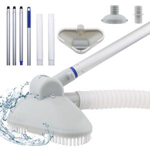 Portable Pool Vacuum Cleaner Kit with Hose, Vacuum Head & 61.5" Telescopic Pole, Handheld Pool Vacuum for Above-Ground, Inground & Inflatable Pools