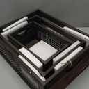 TIMRIS Set of 3 Rustic Wood Nesting Crates, Farmhouse Distressed Wooden Storage Boxes, Decorative Reclaimed Wood Organizer Baskets with Wire Mesh (Random)