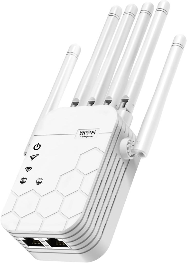 WiFi Extender Signal Booster for Home, AC1900Mbps Dual Band, Covers up to 12880 sq.ft & 105 Devices, New 6X Faster Wireless WiFi Extender with Ethernet Port