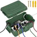 TICONN Outdoor Electrical Box, IP54 Splash-Proof Outdoor Extension Cord Cover, Protects Power Strip, Plug, Socket, Timer, Holiday Lights (Green, Large)