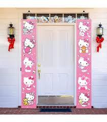 2 Pcs Hello Cats Birthday Decorations, Pink Party Porch Sign Door Banner, Birthday Party Supplies for Girls