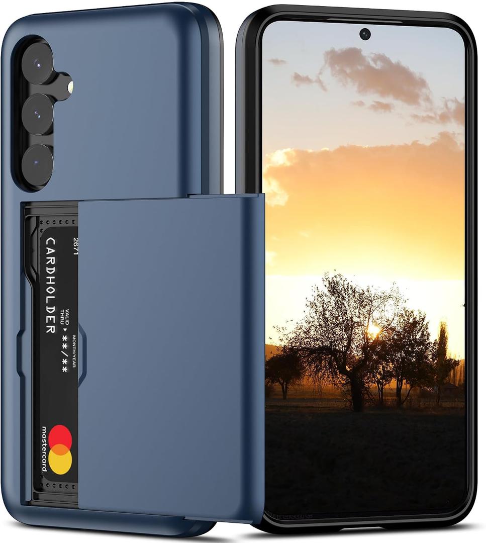 Nvollnoe for Samsung S24 Plus Case with Card Holder Dual Layer Heavy Duty Protective Case Hidden Card Slot Slim Wallet Case for Samsung S24 Plus 6.7''(Blue)