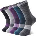 Anlisim Merino Wool Hiking Socks for Women Thermal Winter Warm Boot Work Cushion Socks 5 Pairs (Medium)