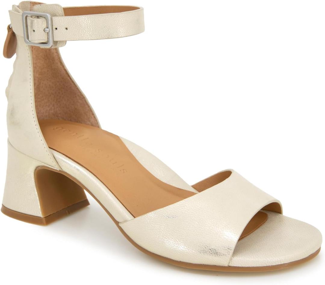 Gentle Souls by Kenneth Cole Women's Iona Heeled Sandal (6.5, Ice Metallic Leather)