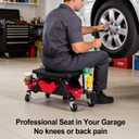 Frassie 2-in-1 Rolling Mechanic Stool Garage Creeper Seat with Modular Removable Cushion Tool Tray Heavy Duty 300 LBS Capacity for Auto Repair