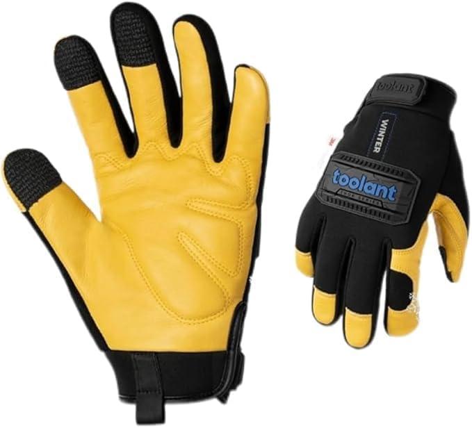toolant Upgraded Waterproof Winter Work Glove with 3M Lining,Heavy Duty High Dexterity Leather Gloves,Touchscreen with Impact Protection (Medium)