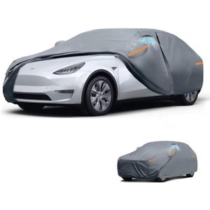 Waterproof Tesla Model Y(2020-2025) Car Cover with Breathable Vents, [2025 Upgrade] Premium Covers with Cotton Liner and Zipper Door, Sun Rain Snow Dust Uv Protection.(Gift with Towel)