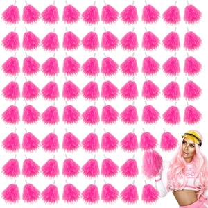 Meooeck 80 Pcs Cheerleading Pom Poms Sports Dance Spirit Cheer Pompoms with Handles Plastic Cheerleader Stuff for Sport Game Gymnastics Football Basketball Sports Team Dance Club Party
