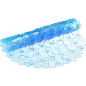uxcell Bath Tub Shower Mat, 30" x 14.2" PVC Non-Slip Pebble Oval Mat with Drain Holes, Suction Cups for Bathroom Bathtub, Clear Blue