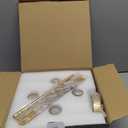 Industrial 4 Lights Chandelier, Gold Lantern Ceiling Light Fixtures with Rustic Metal Cage Adjustable Height Farmhouse Geometric Hanging Light for Kitchen Island, Dining Room, Entryway, UL Listed