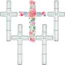 Sieral 5 Pcs Cross Metal Wreath Frame Floral Garden Cross Shaped Metal Wire Wreath Form for Garden Religious Wedding Church DIY Craft Indoor Outdoor Holiday Hanging Decorations(16 x 7 Inches)