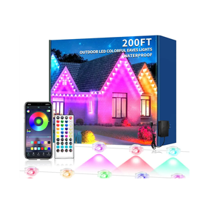 200FT Permanent Outdoor Lights for House,Waterproof Smart RGB LED Eaves Lights，permanent outdoor lights with App/Remote Control,Music synchronisation，for House,Halloween,Roof,Christmas Decorations