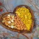 EDHAS Mango Wood Heart Curved Shaped Decorative Bowl for Table Centerpieces Home Party Wedding Dcor (10" x 10" x 1.5")