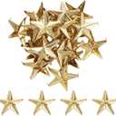 uxcell 50Pcs Metal Star Studs Claw, 20mm 5-Claw Punk Studs Rivets Spikes Nail Head Leather Rivets for DIY Crafts Clothing Leathercraft Bag Shoes, Light Gold