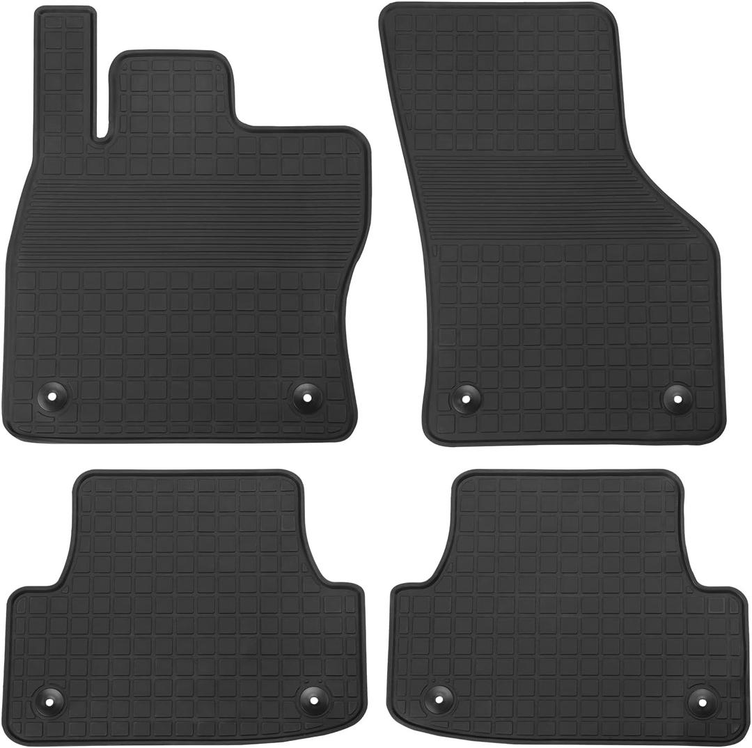 Car Floor Mat Rubber Custom Fit for Audi A3 / S3 2015-2020 / A3 Sportback E-TRON 2016-2019 / RS3 2017-2020 Full Black Auto Floor Liners All Weather Heavy Duty Odorless