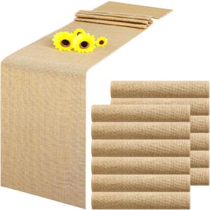12 Pack Burlap Table Runners Rustic Table Runner Jute Farmhouse Fabric Party Centerpieces for Country Vintage Wedding Banquet Decoration, 12 x 71 Inch