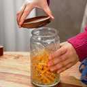 34 OZ/2 PCS Glass Storage Jar with Airtight Bamboo Wooden Lids, Vintage Food Containers Canisters Sets for Kitchen Counter Pantry, Sugar, Flour, Candy, Tea, Coffee Beans, Oats, Grain Bin, Pasta,