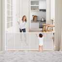 Retractable Baby Gates, Extra Wide Gate for Stairs, Extra Long Child Gates for Large Openings, Mesh Baby Gate, Dog Gate for Doorways, Expandable Gates (White, 33" Tall x 120" Wide)