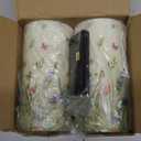 NETILGEN Flameless Candles LED Battery Operated Candles with Realistic Set of 2 with 18 Key Remote Control Timer Dancing Flame Pillar Candles for Home Beach Farmhouse, Floral Green