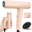 High Speed Plasma Ion Hair Dryer with Diffuser, Professional Blow Dryer 130000 RPM Brushless Motor for Fast Drying,1500W 3Temps/3Speeds Thermo-Control Lightweight Hairdryer for Women Home Travel Salon (Pink)