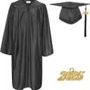 Happy Secret Shiny Graduation Cap and Gown Tassel with 2025 Year Charm Unisex Adult for High School and College Bachelor